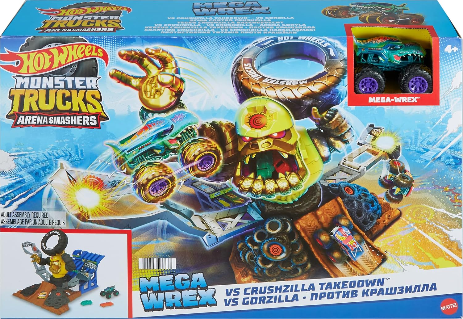 HotWheels Monster Truck Mega Wrex vs.Cruhzilla Takedown Pista