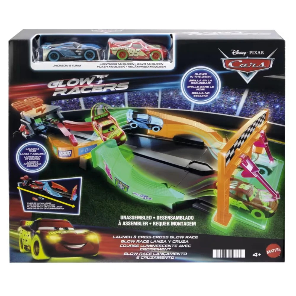Disney Pixar Cars Glow Race Lanza y Cruza Pista